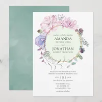 Pastel Geometric Peonies Floral Wedding Invitation