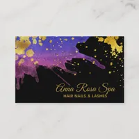 *~* Bold Watercolor Glam Abstract Purple Gold Luxe Business Card