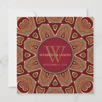 Eastern Tribal Batik Red Gold Wedding Invitation