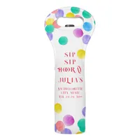 Sip Sip Hooray Confetti Watercolor Bachelorette Wine Bag