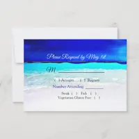 Ocean Water Blue Beachy Wedding RSVP card