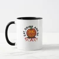 Pumpkin Eat Drink And Be Scary Vintage Style Mug