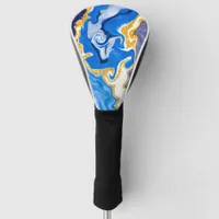 Beautiful Blue, Gold and White Swirls like Water  Golf Head Cover