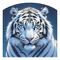 Blue eyed White Tiger Ai Art Door Sign
