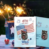 4th of July cool Patriotic Racoon Card