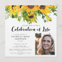 Sunflower Funeral Celebration of Life Photo Invitation