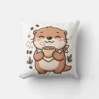 Kawaii Otter Throw Pillow