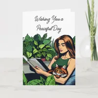 Wishing You a Peaceful Birthday | Plants and Cats Card