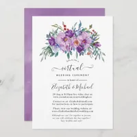 Purple Magnolias and Roses Online Virtual Wedding Invitation