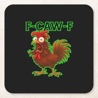 F-Caw-F Chicken Classic Retro Graphic Square Paper Coaster