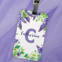 Elegant Classy Purple Lilacs with Green Leaves  Luggage Tag