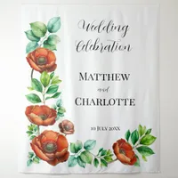 Sublime Watercolor Red Poppies in Vintage Style Tapestry