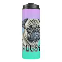 I Love Pugs | Cute Dog Owners Thermal Tumbler