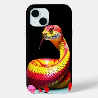 Cobra snake with vibrant red and yellow scales  iPhone 15 case