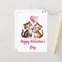 Adorable kittens and heart balloons Valentine Postcard