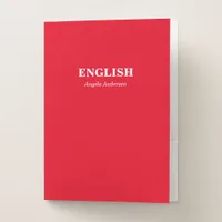 Personalized Red School Subject Pocket Folder