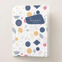 Retro Geometric Abstract Pat#6 Navy Rose ID1067 Pocket Folder