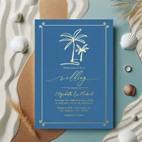 Gold Palm Tree Coastal Chic Wedding Foil Invitation