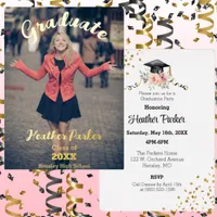 Photo Elegant Fun Graduation Party Gold Foil Invitation
