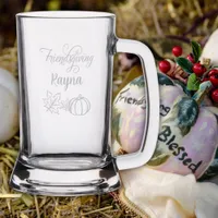 Fall Friendsgiving Thanksgiving Name etched Stein