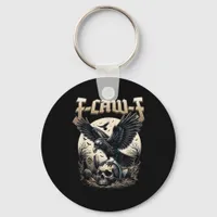 Gothic Skull F-Caw-F Crow Adult Humor Graphic  Keychain