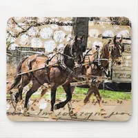 Two Horse Team Mixed Media Collage Mouse Pad