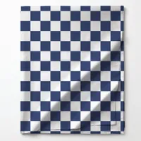 Navy Blue and White Checkered Pattern Fabric