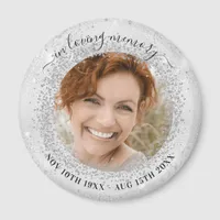 Memorial silver sparkles photo elegant magnet