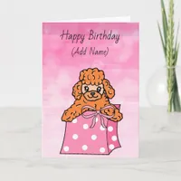 Happy Birthday Cute Hand Drawn Apricot Poodle Card
