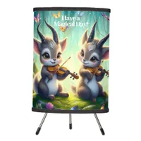 Cute Saolas Playing Violas in a Magical Forest Tripod Lamp