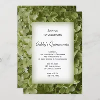 Green Hydrangea Flower Quinceanera Party Invitation