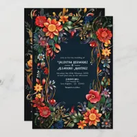 Vibrant Watercolor Floral Fiesta Wedding Invitation