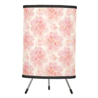 Abstract Floral Watercolor Pattern Peach and Pink Tripod Lamp