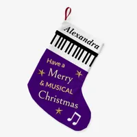 Piano Keys Purple Musical Instrument Custom Name Small Christmas Stocking