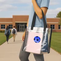 Blue American Soccer or Association Football Clear Tote Bag