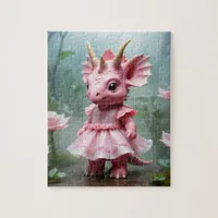 Baby Dino in a Pink Dress Jigsaw Puzzle