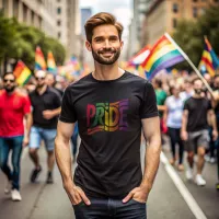 Rainbow Pride Typographic - Bold LGBTQ+ Statement T-Shirt