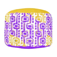 Retro Purple & Yellow Geometric Pattern Pouf