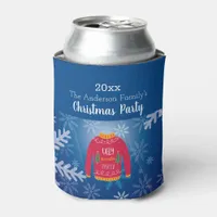 Christmas party ugly sweater red blue snowflakes can cooler