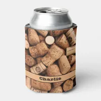 Wine Drinker Vintage Corks Texture Vineyard Can Cooler