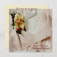 Elegant Ivory & Yellow Roses Rehearsal Dinner Card