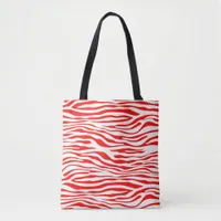 Red and White Zebra Tote Bag