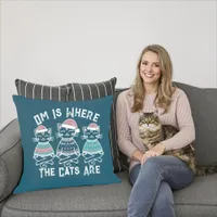 Om Is Where the Cats Are Festive Throw Pillow