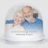 Modern 2 Photos Name and Date Wedding Anniversary Snow Globes
