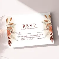 Pampas Grass Floral Terracotta Wedding RSVP Card