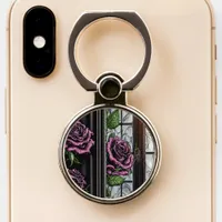 Purple roses by the window - gothic style phone ring stand