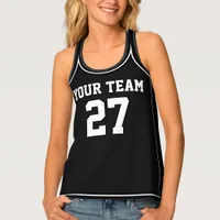 Sports Team Name Number Black White Dot Basketball Tank Top