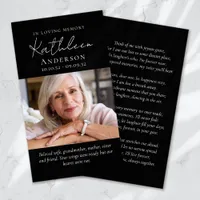 In Loving Memory Script Funeral Prayer Card