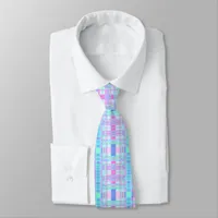 Plaid Pattern Tartan Check Blue Pink  Neck Tie