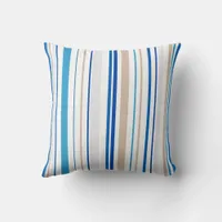 Abstract sea blue & sand striped throw pillow